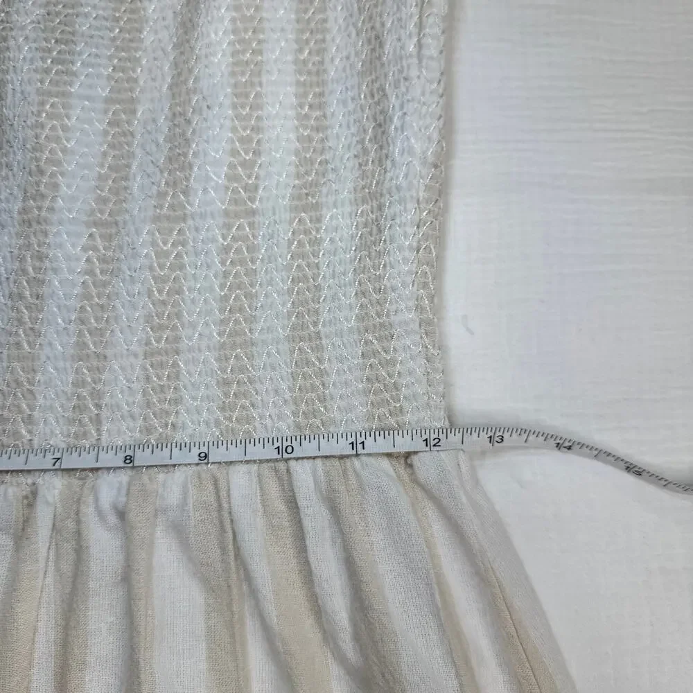 Boohoo Smocked Striped Sundress Maxi Cotton Women’s 6 Tiered Coastal Cottagecore - Picture 16 of 16